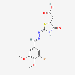 {2-[(3-bromo-4,5-dimethoxybenzylidene)hydrazono]-4-oxo-1,3-thiazolidin-5-yl}acetic acid