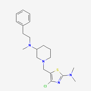 molecular formula C20H29ClN4S B6003348 1-{[4-chloro-2-(dimethylamino)-1,3-thiazol-5-yl]methyl}-N-methyl-N-(2-phenylethyl)-3-piperidinamine 