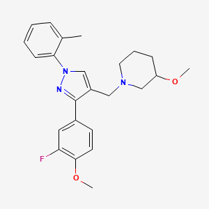 molecular formula C24H28FN3O2 B6003364 1-{[3-(3-fluoro-4-methoxyphenyl)-1-(2-methylphenyl)-1H-pyrazol-4-yl]methyl}-3-methoxypiperidine 