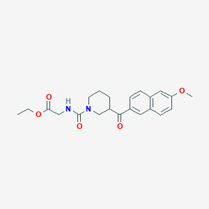 molecular formula C22H26N2O5 B6003365 ethyl N-{[3-(6-methoxy-2-naphthoyl)-1-piperidinyl]carbonyl}glycinate 