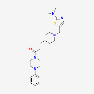 molecular formula C24H35N5OS B6003385 N,N-dimethyl-5-({4-[3-oxo-3-(4-phenyl-1-piperazinyl)propyl]-1-piperidinyl}methyl)-1,3-thiazol-2-amine 