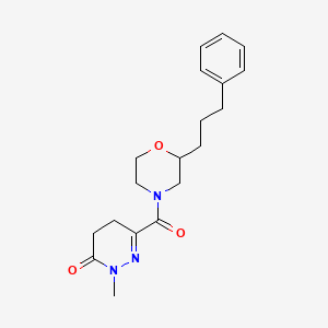 molecular formula C19H25N3O3 B6003394 2-methyl-6-{[2-(3-phenylpropyl)-4-morpholinyl]carbonyl}-4,5-dihydro-3(2H)-pyridazinone 
