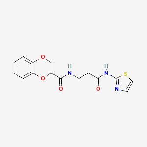 molecular formula C15H15N3O4S B6003412 N-[3-oxo-3-(1,3-thiazol-2-ylamino)propyl]-2,3-dihydro-1,4-benzodioxine-2-carboxamide 