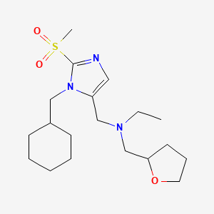 molecular formula C19H33N3O3S B6003419 N-{[1-(cyclohexylmethyl)-2-(methylsulfonyl)-1H-imidazol-5-yl]methyl}-N-(tetrahydro-2-furanylmethyl)ethanamine 