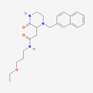 molecular formula C22H29N3O3 B6003421 N-(3-ethoxypropyl)-2-[1-(2-naphthylmethyl)-3-oxo-2-piperazinyl]acetamide 