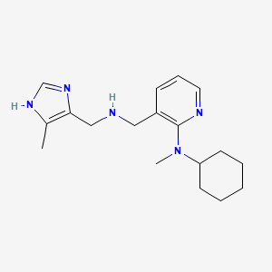molecular formula C18H27N5 B6003430 N-cyclohexyl-N-methyl-3-({[(4-methyl-1H-imidazol-5-yl)methyl]amino}methyl)-2-pyridinamine 