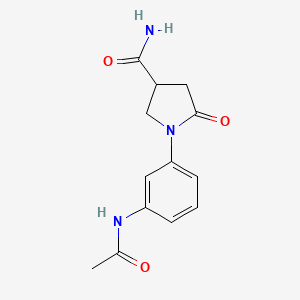 molecular formula C13H15N3O3 B6003434 1-[3-(acetylamino)phenyl]-5-oxo-3-pyrrolidinecarboxamide 
