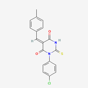 molecular formula C18H13ClN2O2S B6003444 1-(4-chlorophenyl)-5-(4-methylbenzylidene)-2-thioxodihydro-4,6(1H,5H)-pyrimidinedione 