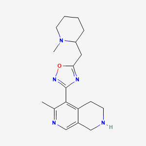 molecular formula C18H25N5O B6003463 6-methyl-5-{5-[(1-methyl-2-piperidinyl)methyl]-1,2,4-oxadiazol-3-yl}-1,2,3,4-tetrahydro-2,7-naphthyridine bis(trifluoroacetate) 