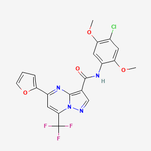 molecular formula C20H14ClF3N4O4 B6003482 N-(4-chloro-2,5-dimethoxyphenyl)-5-(2-furyl)-7-(trifluoromethyl)pyrazolo[1,5-a]pyrimidine-3-carboxamide 