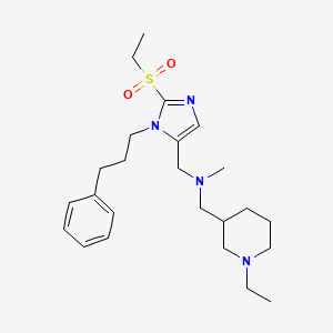molecular formula C24H38N4O2S B6003512 1-(1-ethyl-3-piperidinyl)-N-{[2-(ethylsulfonyl)-1-(3-phenylpropyl)-1H-imidazol-5-yl]methyl}-N-methylmethanamine 