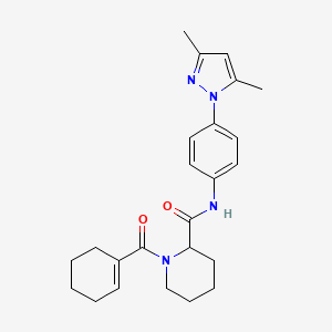 molecular formula C24H30N4O2 B6003514 1-(1-cyclohexen-1-ylcarbonyl)-N-[4-(3,5-dimethyl-1H-pyrazol-1-yl)phenyl]-2-piperidinecarboxamide 
