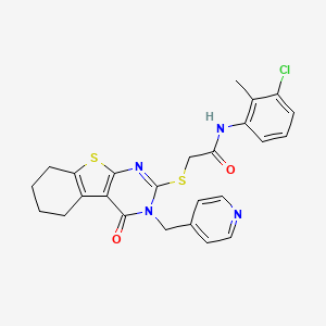molecular formula C25H23ClN4O2S2 B6003552 N-(3-chloro-2-methylphenyl)-2-{[4-oxo-3-(4-pyridinylmethyl)-3,4,5,6,7,8-hexahydro[1]benzothieno[2,3-d]pyrimidin-2-yl]thio}acetamide 