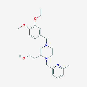 molecular formula C23H33N3O3 B6003559 2-{4-(3-ethoxy-4-methoxybenzyl)-1-[(6-methyl-2-pyridinyl)methyl]-2-piperazinyl}ethanol 