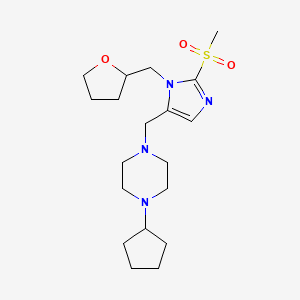 molecular formula C19H32N4O3S B6003571 1-cyclopentyl-4-{[2-(methylsulfonyl)-1-(tetrahydro-2-furanylmethyl)-1H-imidazol-5-yl]methyl}piperazine 