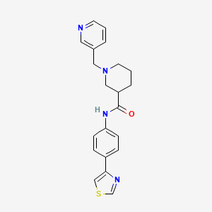 molecular formula C21H22N4OS B6003582 1-(3-pyridinylmethyl)-N-[4-(1,3-thiazol-4-yl)phenyl]-3-piperidinecarboxamide 