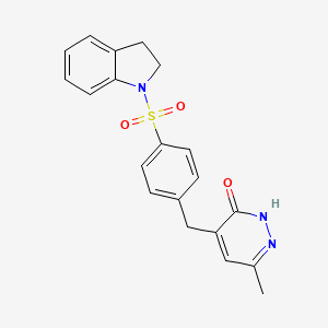 molecular formula C20H19N3O3S B6003586 4-[4-(2,3-dihydro-1H-indol-1-ylsulfonyl)benzyl]-6-methyl-3(2H)-pyridazinone 