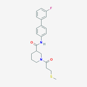 molecular formula C22H25FN2O2S B6003609 N-(3'-fluoro-4-biphenylyl)-1-[3-(methylthio)propanoyl]-3-piperidinecarboxamide 