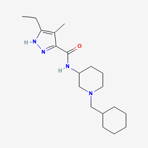 molecular formula C19H32N4O B6003639 N-[1-(cyclohexylmethyl)-3-piperidinyl]-3-ethyl-4-methyl-1H-pyrazole-5-carboxamide 