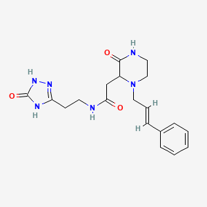 molecular formula C19H24N6O3 B6003654 N-[2-(5-oxo-4,5-dihydro-1H-1,2,4-triazol-3-yl)ethyl]-2-{3-oxo-1-[(2E)-3-phenyl-2-propen-1-yl]-2-piperazinyl}acetamide 