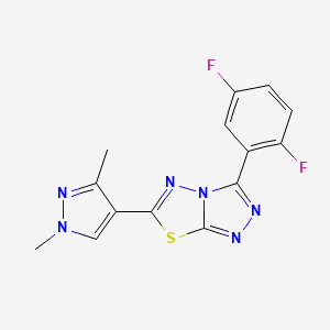 molecular formula C14H10F2N6S B6003672 3-(2,5-difluorophenyl)-6-(1,3-dimethyl-1H-pyrazol-4-yl)[1,2,4]triazolo[3,4-b][1,3,4]thiadiazole 