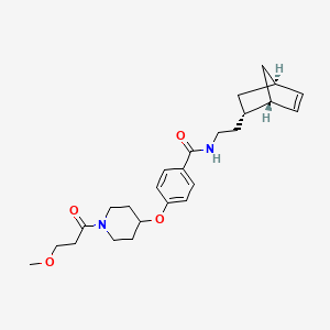 molecular formula C25H34N2O4 B6003720 N-{2-[(1S*,2S*,4S*)-bicyclo[2.2.1]hept-5-en-2-yl]ethyl}-4-{[1-(3-methoxypropanoyl)-4-piperidinyl]oxy}benzamide 