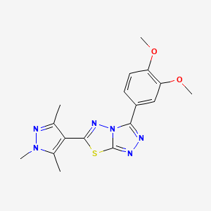 molecular formula C17H18N6O2S B6003742 3-(3,4-dimethoxyphenyl)-6-(1,3,5-trimethyl-1H-pyrazol-4-yl)[1,2,4]triazolo[3,4-b][1,3,4]thiadiazole 