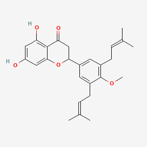 molecular formula C26H30O5 B600375 5,7-二羟基-2-[4-甲氧基-3,5-双-(3-甲基-丁-2-烯基)-苯基]-色满-4-酮 CAS No. 887594-71-0