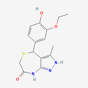 molecular formula C15H17N3O3S B6003766 4-(3-ethoxy-4-hydroxyphenyl)-3-methyl-4,8-dihydro-1H-pyrazolo[3,4-e][1,4]thiazepin-7(6H)-one 