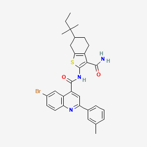 molecular formula C31H32BrN3O2S B6003775 N-[3-(aminocarbonyl)-6-(1,1-dimethylpropyl)-4,5,6,7-tetrahydro-1-benzothien-2-yl]-6-bromo-2-(3-methylphenyl)-4-quinolinecarboxamide 
