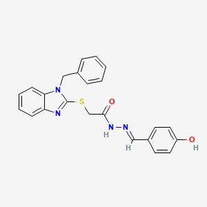 molecular formula C23H20N4O2S B6003785 2-[(1-benzyl-1H-benzimidazol-2-yl)thio]-N'-(4-hydroxybenzylidene)acetohydrazide 