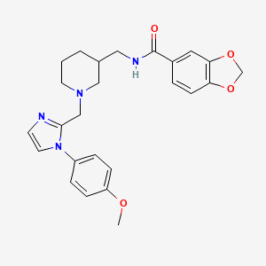 molecular formula C25H28N4O4 B6003798 N-[(1-{[1-(4-methoxyphenyl)-1H-imidazol-2-yl]methyl}-3-piperidinyl)methyl]-1,3-benzodioxole-5-carboxamide 
