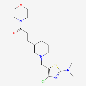 molecular formula C18H29ClN4O2S B6003811 4-chloro-N,N-dimethyl-5-({3-[3-(4-morpholinyl)-3-oxopropyl]-1-piperidinyl}methyl)-1,3-thiazol-2-amine 