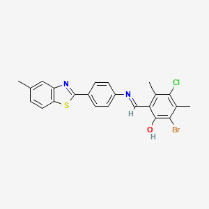 molecular formula C23H18BrClN2OS B6003824 2-bromo-4-chloro-3,5-dimethyl-6-({[4-(5-methyl-1,3-benzothiazol-2-yl)phenyl]imino}methyl)phenol 
