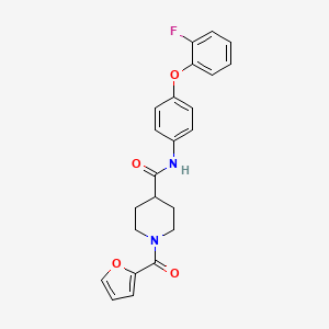 molecular formula C23H21FN2O4 B6003839 N-[4-(2-fluorophenoxy)phenyl]-1-(2-furoyl)-4-piperidinecarboxamide 