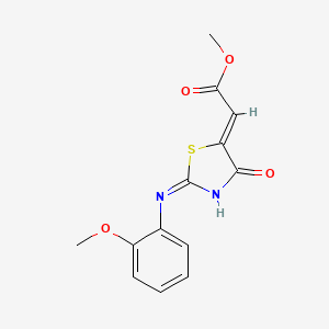 molecular formula C13H12N2O4S B6003852 methyl [2-[(2-methoxyphenyl)amino]-4-oxo-1,3-thiazol-5(4H)-ylidene]acetate 
