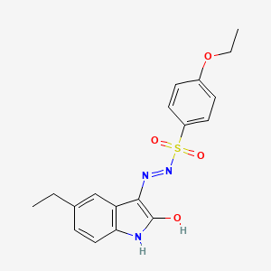 molecular formula C18H19N3O4S B6003918 4-ethoxy-N'-(5-ethyl-2-oxo-1,2-dihydro-3H-indol-3-ylidene)benzenesulfonohydrazide 