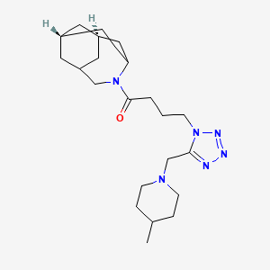 molecular formula C22H36N6O B6003944 (1R*,3s,6r,8S*)-4-(4-{5-[(4-methyl-1-piperidinyl)methyl]-1H-tetrazol-1-yl}butanoyl)-4-azatricyclo[4.3.1.1~3,8~]undecane 
