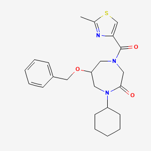 molecular formula C23H29N3O3S B6003968 6-(benzyloxy)-1-cyclohexyl-4-[(2-methyl-1,3-thiazol-4-yl)carbonyl]-1,4-diazepan-2-one 