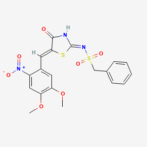 molecular formula C19H17N3O7S2 B6004018 N-[5-(4,5-dimethoxy-2-nitrobenzylidene)-4-oxo-1,3-thiazolidin-2-ylidene]-1-phenylmethanesulfonamide 