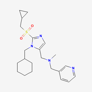 molecular formula C22H32N4O2S B6004032 ({1-(cyclohexylmethyl)-2-[(cyclopropylmethyl)sulfonyl]-1H-imidazol-5-yl}methyl)methyl(3-pyridinylmethyl)amine 