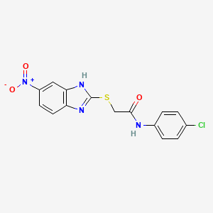 molecular formula C15H11ClN4O3S B6004041 N-(4-chlorophenyl)-2-[(5-nitro-1H-benzimidazol-2-yl)thio]acetamide 