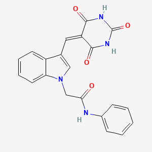 molecular formula C21H16N4O4 B6004076 N-phenyl-2-{3-[(2,4,6-trioxotetrahydro-5(2H)-pyrimidinylidene)methyl]-1H-indol-1-yl}acetamide 
