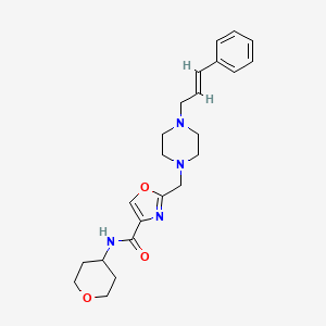 molecular formula C23H30N4O3 B6004090 2-({4-[(2E)-3-phenyl-2-propen-1-yl]-1-piperazinyl}methyl)-N-(tetrahydro-2H-pyran-4-yl)-1,3-oxazole-4-carboxamide 
