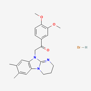 molecular formula C22H26BrN3O3 B6004096 1-(3,4-dimethoxyphenyl)-2-(7,8-dimethyl-3,4-dihydropyrimido[1,2-a]benzimidazol-10(2H)-yl)ethanone hydrobromide 