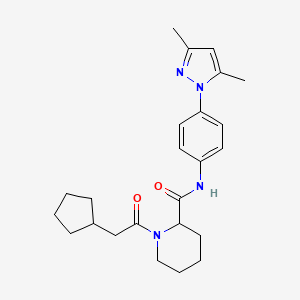 molecular formula C24H32N4O2 B6004107 1-(cyclopentylacetyl)-N-[4-(3,5-dimethyl-1H-pyrazol-1-yl)phenyl]-2-piperidinecarboxamide 