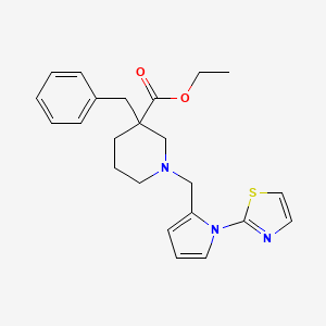 molecular formula C23H27N3O2S B6004114 ethyl 3-benzyl-1-{[1-(1,3-thiazol-2-yl)-1H-pyrrol-2-yl]methyl}-3-piperidinecarboxylate 