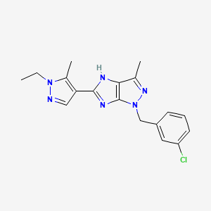 molecular formula C18H19ClN6 B6004127 1-(3-chlorobenzyl)-5-(1-ethyl-5-methyl-1H-pyrazol-4-yl)-3-methyl-1,4-dihydroimidazo[4,5-c]pyrazole 
