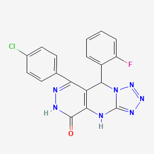 molecular formula C18H11ClFN7O B6004131 8-(4-chlorophenyl)-9-(2-fluorophenyl)-4,9-dihydrotetrazolo[1',5':1,2]pyrimido[4,5-d]pyridazin-5-ol 