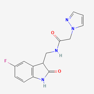N-[(5-fluoro-2-oxo-2,3-dihydro-1H-indol-3-yl)methyl]-2-(1H-pyrazol-1-yl)acetamide